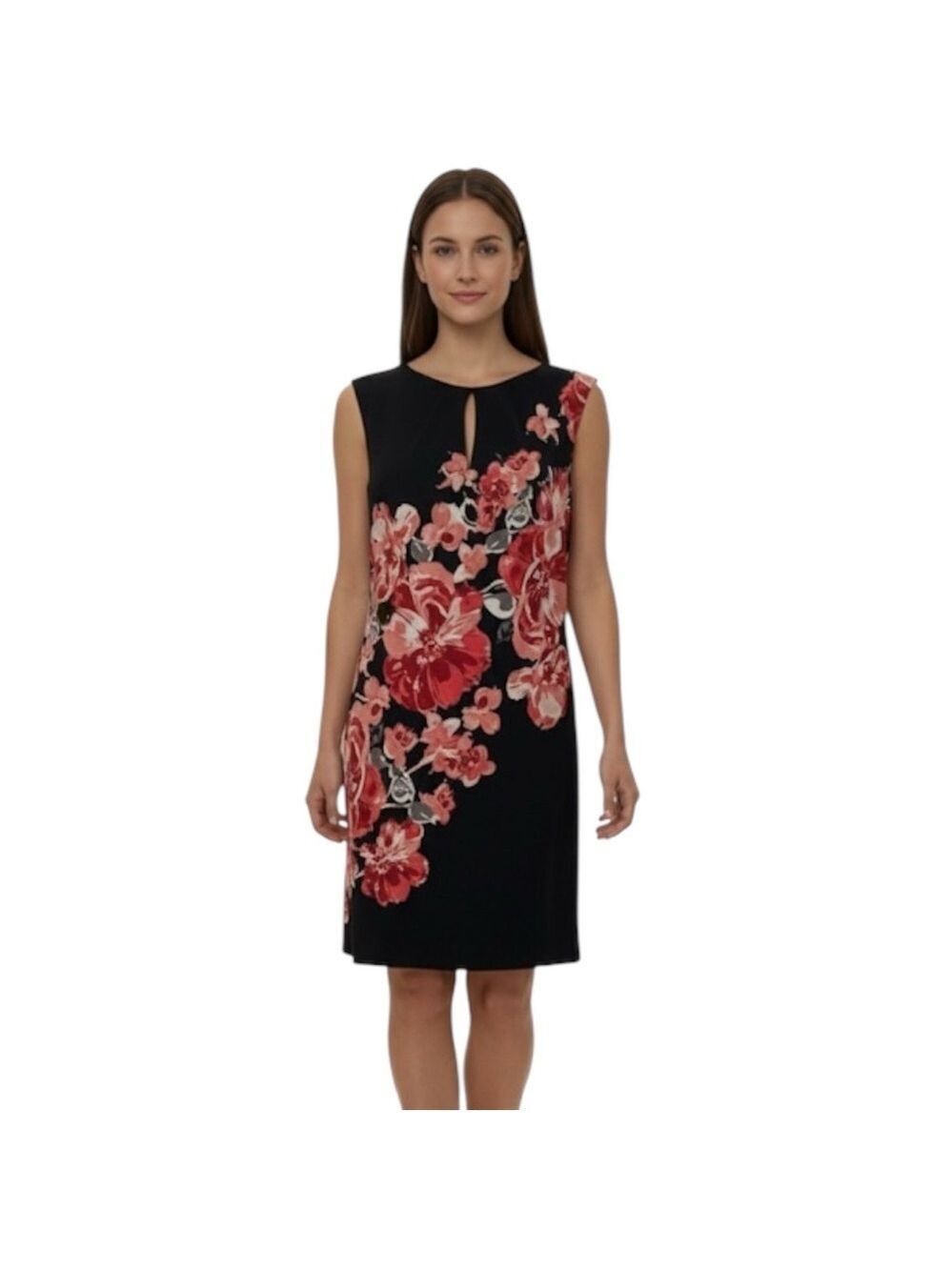 Women's White House Black Market Black Floral Sheath Dress M